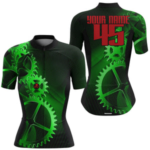 Custom Cycling Jersey Sprocket Mountain Bike Cycle Racing Bicycling Shirt Road Biking - Green| NMS835