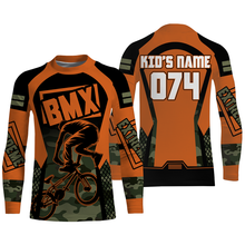 Load image into Gallery viewer, Personalized Orange BMX racing jersey UPF30+ kid adult camo bike shirt enduro cycling gear| SLC53