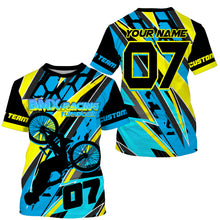 Load image into Gallery viewer, Blue BMX race gear Lightweight UPF30+ sun shirts Custom Kid Youth Adult Cycling BMX racewear| SLC110