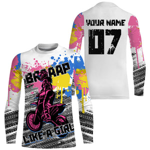 Brap Girl Custom Motocross Jersey Women Girls Biker Dirt Bike Shirt Long Sleeves NMS1353