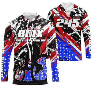 Race until you die Custom patriotic BMX racing jersey UPF30+ Adult kid cycling gear USA bike shirt| SLC78