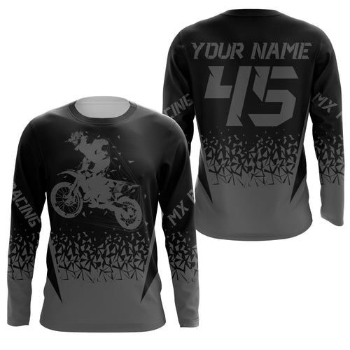 MX racing jersey personalized motocross UPF30+ adult&kid grey dirt bike riders off-road motorcycle| NMS873