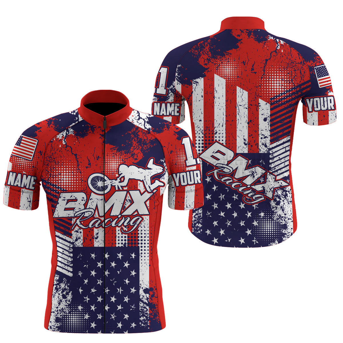 Custom BMX cycling jersey Cycle gear with 3 pockets Anti-UV full zipper American bike shirt| SLC73