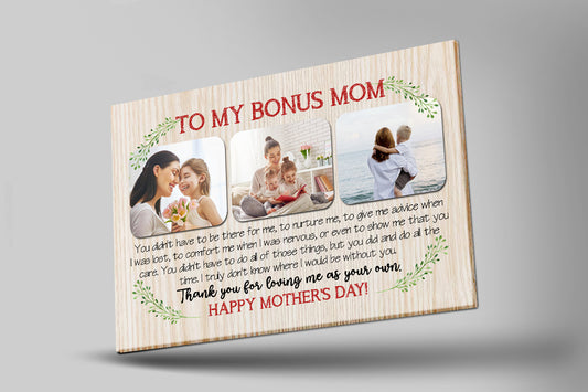 To My Bonus Mom Personalized Canvas Photo Collage, Step Mom Mother's Day Gift for Bonus Mother| N2514