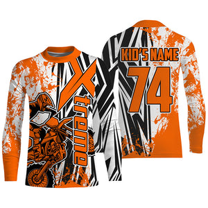 Custom Motocross Jersey Orange UPF30+ Youth Men Women Xtreme Dirt Bike Shirt Racing NMS1336