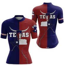 Load image into Gallery viewer, Texas Longhorn Women's cycling jersey bicycle gear with 3 pockets full zip UPF50+ MTB BMX clothes| SLC145