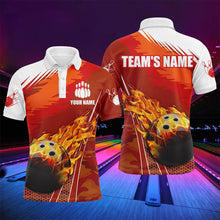 Load image into Gallery viewer, Flame Polo Men&#39;s Bowling Shirt, Custom Name Team Bowlers Jersey Short Sleeve NBP96