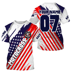 Patriotic Motocross jersey UPF30+ custom dirt bike racing shirt American flag offroad motorcycle NMS944