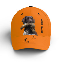 Load image into Gallery viewer, Ruffed Grouse Hunting Dog Blaze Orange Custom Name Hat for Men, Choose hunting dog breeds FSD3991