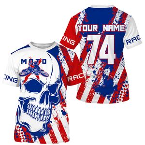 Skull MotoX jersey custom motocross UV American flag Patriotic dirt bike racing motorcycle racewear NMS947