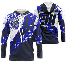 Load image into Gallery viewer, Youth kid adult custom jersey for Motocross UPF30+ blue MX shirt biker extreme off-road motorcycle PDT98