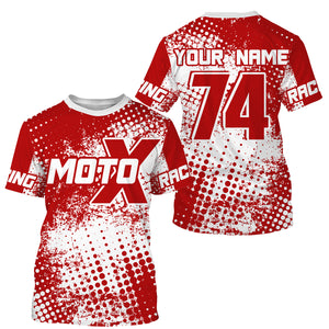 Motocross custom kid youth adult dirt bike jersey red MX racing shirt UPF30+ extreme racewear PDT91