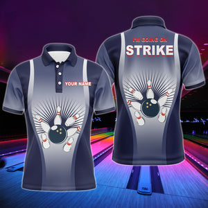 I'm Going on Strike Men Polo Bowling Shirt Personalized Blue Men Bowlers Team Short Sleeves Jersey NBP15