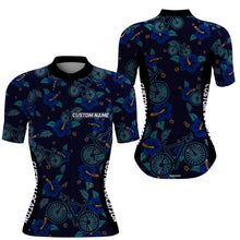 Load image into Gallery viewer, Floral women cycling jersey with 3 pockets UPF50+ Reflective bike shirt Custom name bicycle gear| SLC127