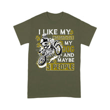 Load image into Gallery viewer, Dirt Bike Men T-shirt - I Like My Motorcycle My Dog and 3 People - Cool Motocross Biker Tee, Biker Dog Dad| NMS233 A01