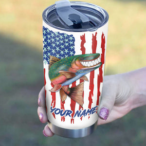 1pc Trout fly fishing American flag rainbow trout ChipteeAmz's art Custom Stainless Steel Tumbler Cup AT058