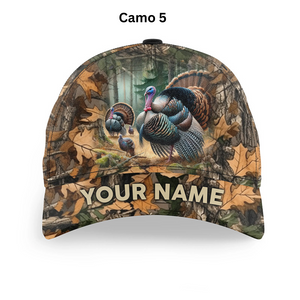 Personalized Turkey Hunting Hats, Snapback Baseball Camo Hat Turkey Hunting gear, Hunting Gifts FSD4415