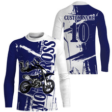 Load image into Gallery viewer, Custom Motocross Jersey Blue UPF30+ Youth Men Women Dirt Bike Shirt Racing Long Sleeve NMS1335