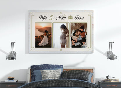 Personalized Canvas| Mom Wife Boss| Custom Photo Canvas| Birthday Gift for Her, Mother, Wife Mother's Day, Christmas Gift| N1488