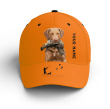 Load image into Gallery viewer, Ruffed Grouse Hunting Dog Blaze Orange Custom Name Hat for Men, Choose hunting dog breeds FSD3991