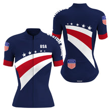 Load image into Gallery viewer, American women cycling jersey with 3 pockets UPF50+ USA bike shirts full zip BMX MTB cycle gear| SLC147