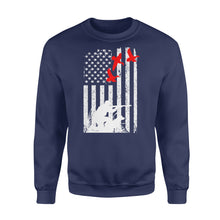 Load image into Gallery viewer, Duck hunting american flag, duck hunting dog NQSD39 - Standard Crew Neck Sweatshirt