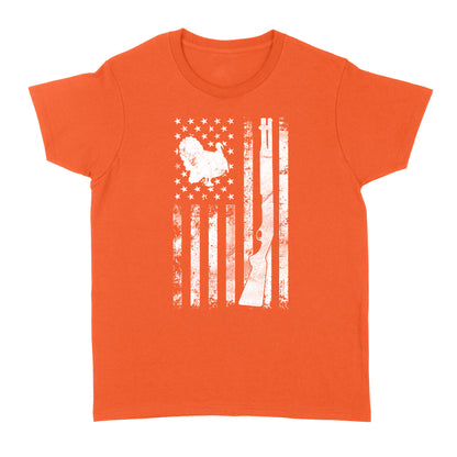 Hunting Shirt with American Flag, Shotgun Hunting Shirt, Turkey Hunting Shirt, Gifts for Hunters D05 NQS1338 - Standard Women's T-shirt