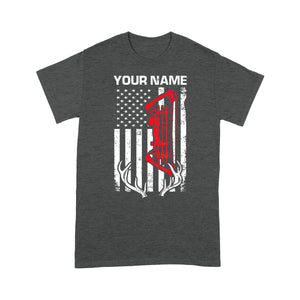 Bow Hunting Shirt American Flag Archery Deer Anlter Custom Name Shirt For Hunters Standard T-shirt - FSD2006D06