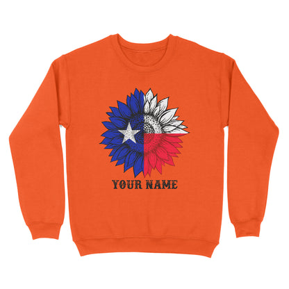 Texas flag sunflower customized name patriot Texas state flag Sweatshirt D03 NQS2495