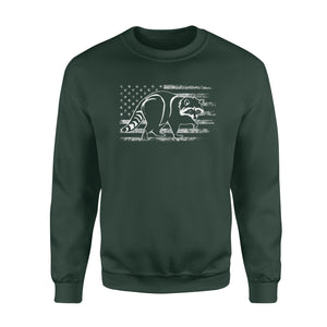 Coon hunting American flag, racoon hunter shirt NQSD241- Standard Crew Neck Sweatshirt