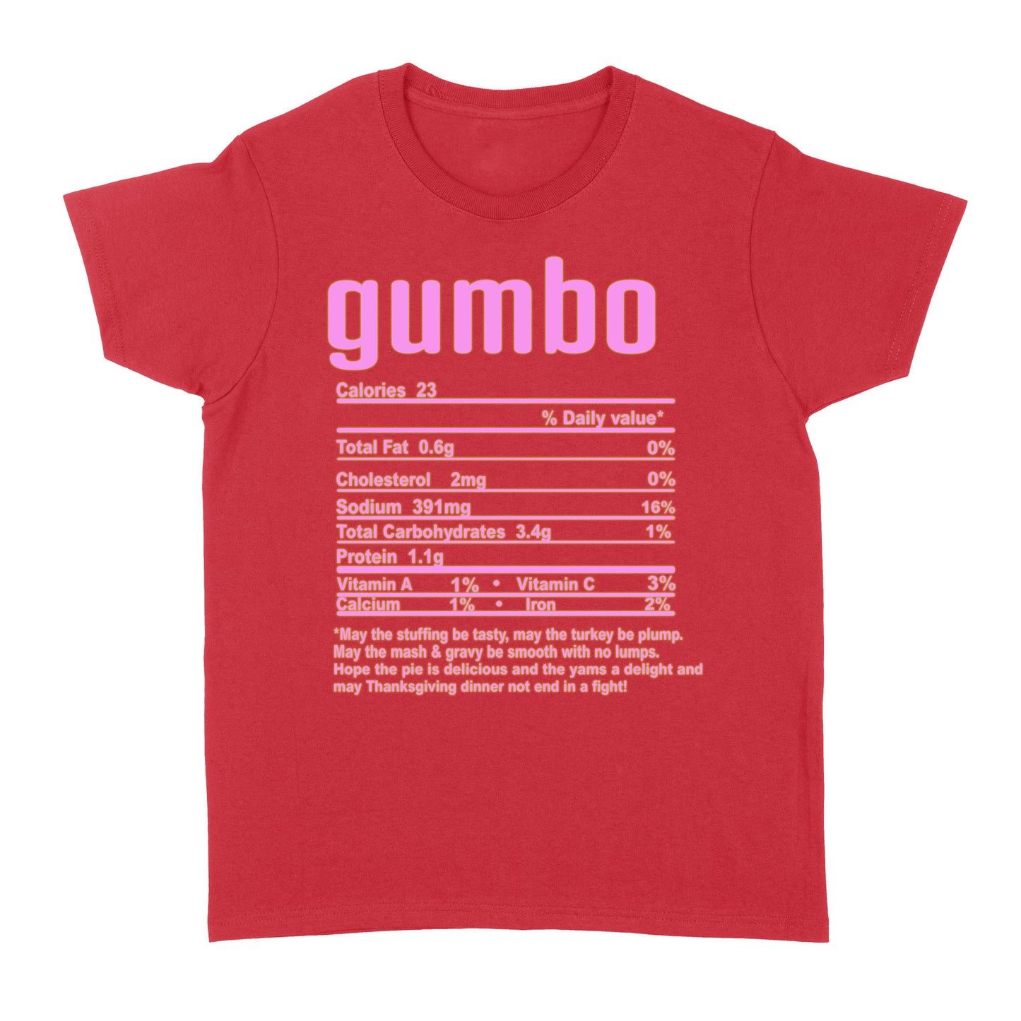 Gumbo nutritional facts happy thanksgiving funny shirts - Standard Women's T-shirt