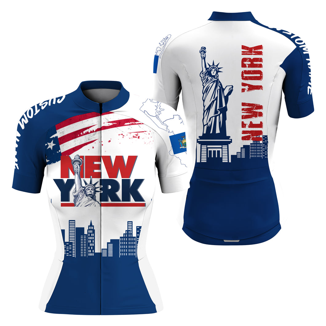 New York Women cycling jersey UPF50+ NYC bike shirt with 3 pockets Custom name USA cycling gear| SLC130