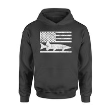 Load image into Gallery viewer, Musky Fisherman American Flag Fishing Hoodie - FSD1412D02