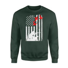 Load image into Gallery viewer, Duck hunting american flag, duck hunting dog NQSD39 - Standard Crew Neck Sweatshirt