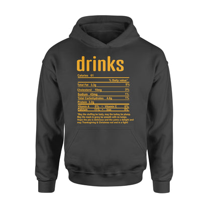 Drinks nutritional facts happy thanksgiving funny shirts - Standard Hoodie
