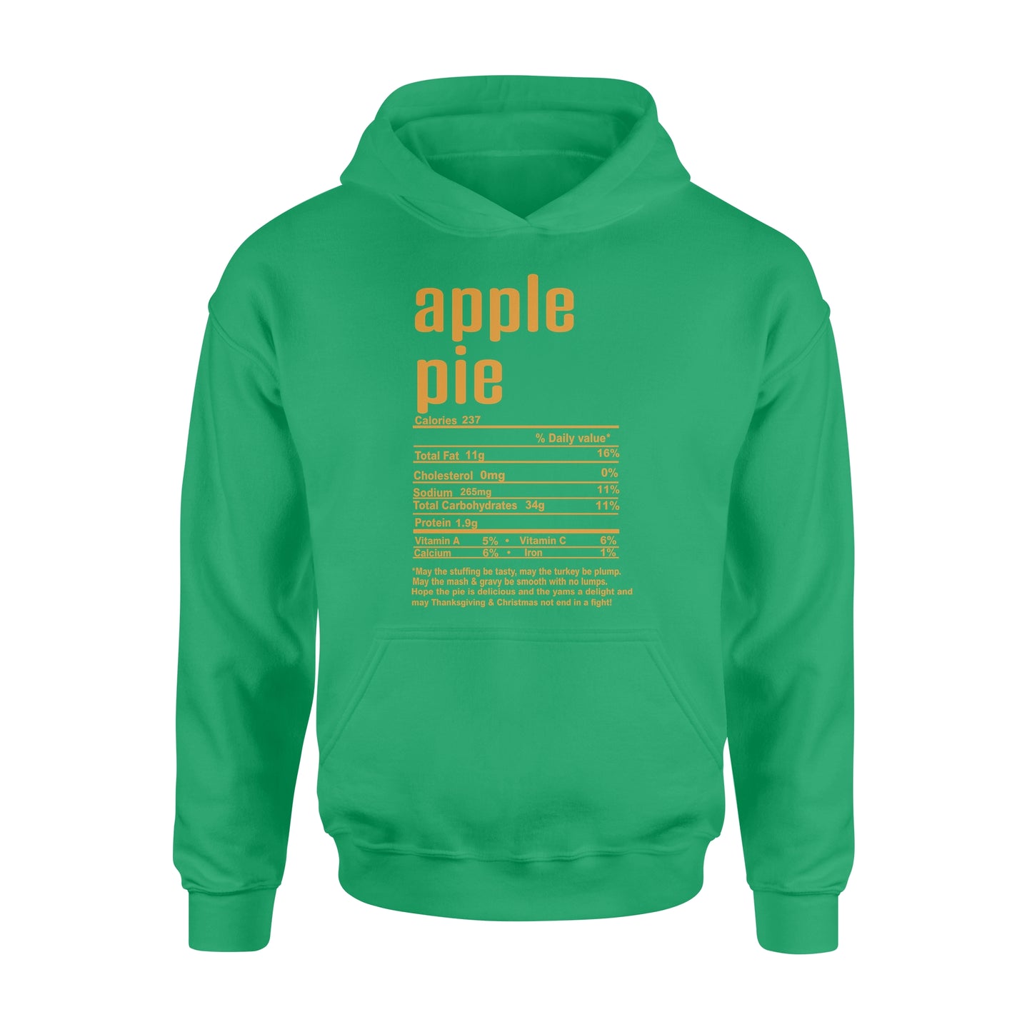 Apple pie nutritional facts happy thanksgiving funny shirts - Standard Hoodie