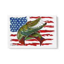 Load image into Gallery viewer, Musky fishing with American flag ChipteeAmz&#39;s art Matte Canvas AT012