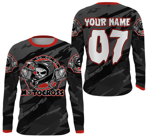 Motocross jersey black custom UPF30+ xtreme skull MX racing biker shirt motorcycle shirt PDT18
