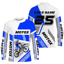 Load image into Gallery viewer, Customizable dirt bike jersey youth kid adult UPF30+ blue riding Motocross off-road extreme shirt PDT75