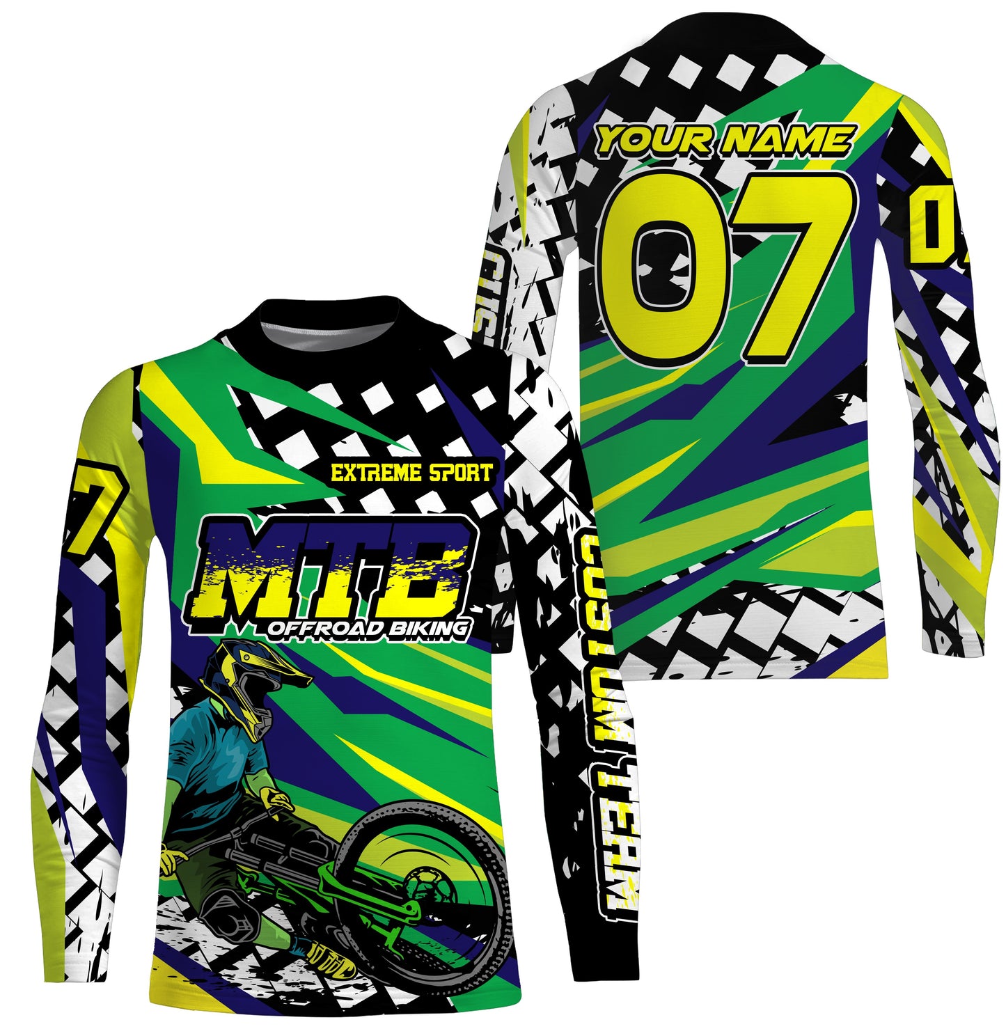 Green mountain bike shirt UPF30+ Personalized Adult kid MTB jersey cycling gear mens| SLC135