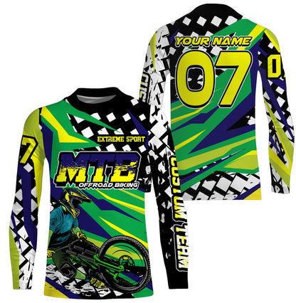 Green mountain bike shirt UPF30+ Personalized Adult kid MTB jersey cycling gear mens| SLC135