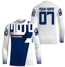 Load image into Gallery viewer, Custom motocross jersey blue UPF30+ men women kid dirt bike racing offroad motorcycle long sleeve NMS1000