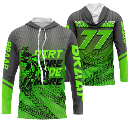Kid adult custom motocross jersey green UPF30+ dirt bike MX racing Dirt More Ride More off-road NMS976