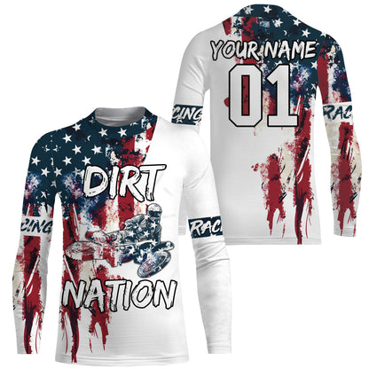 Patriotic motocross jersey Dirt Nation UPF30+ custom American flag adult&kid MX racing motorcycle NMS960