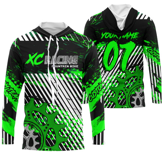 Cross-country XC mountain bike jersey UPF30+ Green kid adult MTB shirt youth boys cycling gear| SLC106