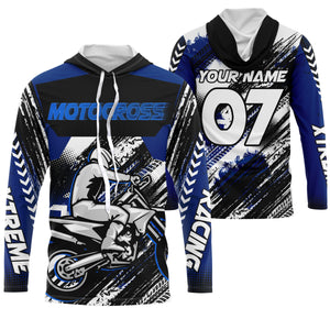 Blue custom Motocross jersey UV protective MX shirt for kid men women dirt bike racing racewear PDT65