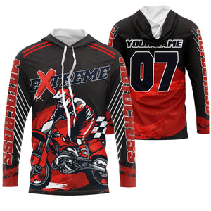 Personalized red UPF30+ Motocross riding jersey extreme MX racing dirt bike off-road motorcycle  PDT40