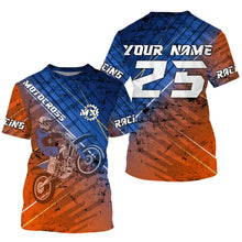 Load image into Gallery viewer, Motocross jersey for men women kids orange custom dirt bike racing UPF30+ off-road riding shirt PDT115