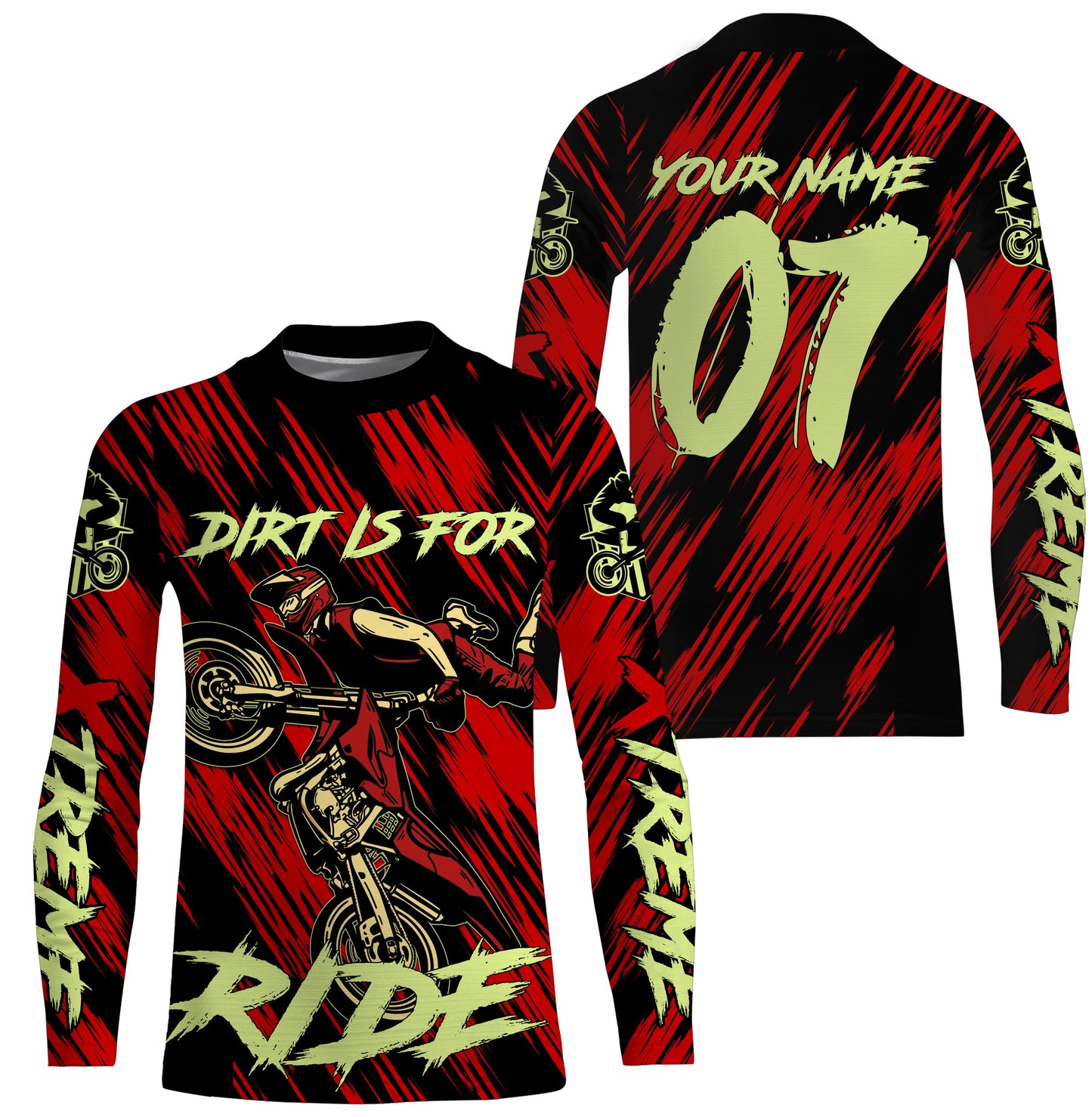 Motocross custom red kid&adult jersey UV protective shirt Dirt Is For Ride extreme motorcycle PDT50
