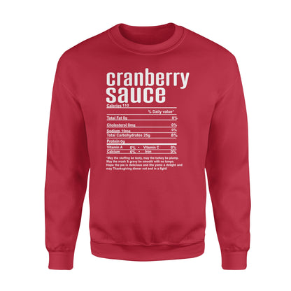 Cranberry sauce nutritional facts happy thanksgiving funny shirts - Standard Crew Neck Sweatshirt
